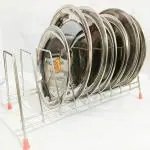 TOYJECK Stainless Steel 9 Section Plate Rack Stand | Thali Rack | Dish Rack | Lid Holder | Utensil Rack | Kitchen Storage | Space Saver | Organizer Stand for Dining Table -Pack of 1