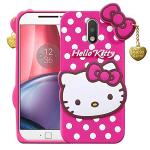 Indiacase Moto G4 Plus Pink Rubber Shock Proof, Dual Protection, Silicone, 3D Catoon Kitty, Shock-Absorbent, Wireless Charging Compatible Cases & Covers