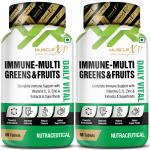MuscleXP Immune-Multi Greens & Fruits - Complete Immune Support with Vitamin C, D, Zinc & Extracts & Superfoods, 60 Tablets (Pack of 2)