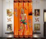 Sai Arpan Beautiful Digital Soft Satin Printed Pooja Room Curtain-Pooja Ghar Grommet Curtains- Window Curtain-Home Temple(Mandir) Curtain-Poojaroom Decor (Pack Of 1) (Hanuman, 4 Feet X 7 Feet)