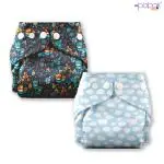 POPOK Reusable Cloth Diapers Combo Pack of 2 with 2 inserts, Size S (0-6 months)