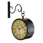 RANDOM Metal Analog Station Wall Clock Double Sided Vintage Wall Clock for Living Room Home and Office - 8 Inch (Black & White) (Multi 7) (RSC-026)