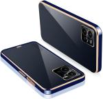 Star Craftune Back Cover for Vivo Y 35 (5G) Ultra Chrome Case | Solid Gold Border Scratch Protection Bumper TPU | Transparent Anti-Slip (Blue)