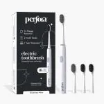 Perfora Electric Toothbrush 002 | AAA Powered 90 Days Battery Life | Ultra Soft Dupont & Vibrating Bristles | Smart Travel Power Toothbrush for Men Women & Kids | Moonstone White | 1 Brush & 4 Brush Heads