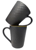 LOTUM Black Matt Ceramic Mugs 300 ml each (Set of 2)