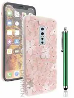 IACCESSORIES 3D Floral Back Cover for Vivo V17 Pro - Printed Soft TPU Protective and Stylish Girls Case with Stylus Pen - Frosted Pink