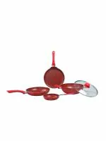 Wonderchef Royal Velvet Non-stick 5-piece Cookware Set Color Red