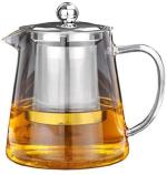 Cracker Transparent Glass Stovetop Safe Heat Resistant Tea Pot Kettle With Infuser Strainer 550ml