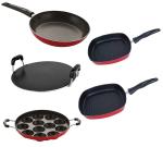 Nirlon 5 pcs of Red Non-stick Pot and Pans Cookware Set with Bakelite Handle, Standard