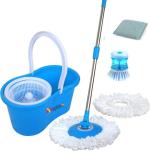 Mupkin Easy Clean 360 Degree Bucket Spin Mop with 2Refill,1 Sink brush,1 scrubber M64 Mop Set, Scrub Pad, Cleaning Brush