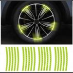 CARIZO 3D VIEW Reflective Wheel Tire Rims Stripes Stickers (Pack of 20, Yellow) Decals Exterior Accessories Compatible with Honda Amaze (Type-III) 2018-2021