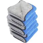 Auto Hub Microfiber Car Cleaning Cloth - OG Soft 800 GSM (30x40 cm) Microfiber Cloth for Car and Bike - Scratchless Drying and Detailing 30x40 cm, Pack of 6, Blue