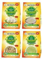 SIRI MILLETS 200g Sprouted Finger Health Drink, 250g Instant Little Upma, 250g Proso Dosa and 250g Barnyard Idli Mix