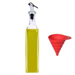 BMG IMPORT EXPORT 500ml Capacity Glass Oil Dispenser Bottle for Kitchen with Silicone Silicone Funnel, BPA Free, Salad Dressing Cruet Glass Bottle Olive Oil Bottles Dispenser