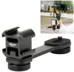 ULANZI PT-3 Triple Cold Shoe Mounts Plate Microphone Extension Bar Bracket Stand Gimbal Accessories Compatible for Zhiyun Smooth 4, DJI OSMO Mobile 2, Feiyu Vimble 2