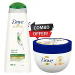 Dove Hair Fall Rescue Shampoo 340 ml & Dove Intense Damage Repair Hair Mask Formulated With 1/4Th Moisturizing Cream & Keratin Actives 300 ml, Combo Pack (1+1)