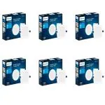 PHILIPS Astra Sleek 15-watt Square LED Downlighter | LED Ceiling Light for Home and Hall | Cut Out: 140 mm, Color: Cool Day Light, Pack of 6