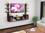 DAS Konrad Wall Mount TV Entertainment Unit Stand Set Top Box Stand and 6 Shelf Display Rack Flowery Wenge (Ideal for up to 43