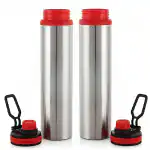 PIQUANT KITCHENWARE Eco Sipper Stainless Steel Single Wall Water Bottle with Screw Cap/Fridge Refrigerator Bottle/ 100% Leak Proof/Office Bottle/School Bottle, 900ml Pack of 2