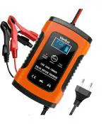 Verilux Fully Automatic Battery Charger 5A 12V, Car Battery Charger & Maintainer- EU Plug for Car, Motorcycle, Lawn Mower and More(Red)