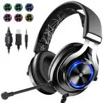 Eksa E3000 Gaming Wired On Ear Headphones With Mic With Stereo, Gaming With Noise Cancelling, Led Light For Pc, Ps4, Ps5 (Black)