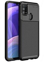 Golden Sands for Samsung M31 Case Back Cover Drop Tested Shock Proof Slim Armor Aramid Carbon Fibre Rugged TPU for Samsung Galaxy F41 Mobile, Black