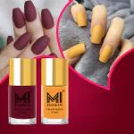 MI Fashion Soft Smooth Unique Matte Nail Polish Combo Sets of 2 Unique Colors (Orange,Mauve) 9.9ml each