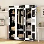 Spirited 3 Door 10 shelves Black Printed Collapsible wardrobe