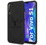 Lejaao Vivo S1 Black Cloth, Leather, PC and TPU Mobile Back Cover