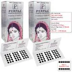 PERPAA Kumkum Black Round Bindi Book for Ladies Forehead Pack of 2-15 Flaps Each Box (Stick On) (04, Diameter 8mm)