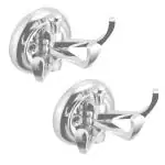 Rawk Stainless Steel 3 in 1 Plaza Movable Hook Flexible 3 Pin Bathroom Hooks Cloth Hanger Wall Hook Door Robe Hooks for Hanging Keys,Clothes,Towel Steel Hook (Pack of 2)