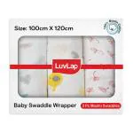 Luvlap White Cotton Muslin Baby Swaddles Set (0-18 M Plus) Pack Of 3