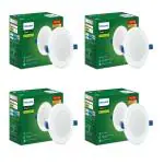 Philips Starfit 5 watt Concealed JB LED downlighter for Ceiling with 3 inch Cut-Out (Cool Day Light, Pack of 4), White