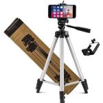THARKO ripod 3110 Stand with 3-Way Head Tripod Mobile Phone Holder Mount Tripod Kit, (Silver, Supports Up to 1100 g)