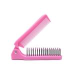 Scarlet Line Compact Travel Friendly Folding Pocket Comb Double Sided Portable Mini Pocket Hair Brush Foldable Pocket Kangi for Hair Styling_Pink