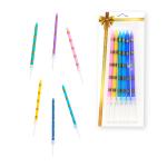Festiko Pack of 6 Pcs Multicolour Birthday Candle Set With Holders, Metallic Curly Coil Candles, Candles For Cake Decoration