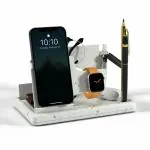 eo - Everyday Organisers Desk Organizer for Office Table with Pen Stand Phone Holder Watch Holder Glasses Holder Car Keys Holder Foldable Multifunctional (Flappy Marble)