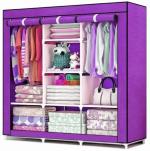 TINNITUS Shimon Jute Purple Do-It-Yourself 8-Shelves Collapsible Wardrobe(Purple)