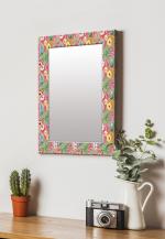 999Store Pink Rectangular MDF Fruit Flower Pattern Printed Wall Decorative Mirror 14 inch x 20 inch (MirrorSMP150)