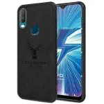 Lejaao Vivo Y95 Vivo 1807 Deer Series Black Leather, Cloth PC and TPU Mobile Back Cover