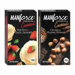 Manforce Hazelnut & Chocolate and Strawberry & Vanilla Condoms, 10 pcs x Pack of 2