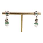 CHAITANYA EMPORIUM delightful round wire and dana intricate center green stone silver jhumke