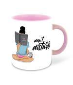 Whats Your Kick Book Reading Theme Girl Read A Book With coffee Cup Design Printed Pink Ceramic Coffee and Tea Mug 325 ML