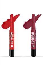 TEEN. TEEN Non Transfer Water Proof Long Lasting Matte Lipstick Combo (Ruby Red, Pink Violet)