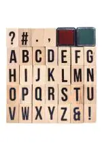 Oytra Wood 32 Letters Rubber Alphabet Special Characters Stamps