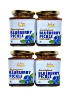 FORE HEALTH Superfood Blueberry Pickle:- In Cold Pressed Extra Virgin Olive Oil And Apple Cider Vinegar Blended With Several Healthy Spices, Packed In Glass Jar safe for pickcle storage, Blue berry ka achaar jaitoon ke tel mein (225gm X Pack Of 4)
