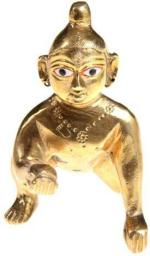 Navyaksh- Geetanjali Handcrafted Pure Brass Idol,Petal Murti of Laddu Gopal Ji, Bal Gopal Ji, Thakur Ji or Sitting Krishna Ji Statue in (6) Decorative Showpiece - 11 cm (Brass, Gold)