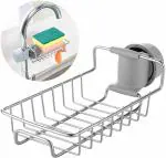 Pamidhar Kitchen Sink Faucet Sponge Holder Caddy Organizer, Stainless Steel Dish Heavy Duty Hanging Drain Rack for scrubbers, soap, Bathroom, Detachable no Suction Cup Bathroom soap Holder Stand