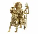 Kartique Navratra Puja Brass Maa Durga Idol Sitting On Lion 8.5 inch