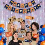 Festiko Happy Birthday Theme Decoration Items Combo Birthdya Banner, Photo Booth, Rainbow Foil Curtain, Latex Balloons (Basketball Birthday Theme) 30 Pcs